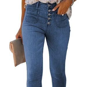 Astylish Women's Button Fly Denim Jeans Stretchy Comfy Skinny Fit Slim XL
